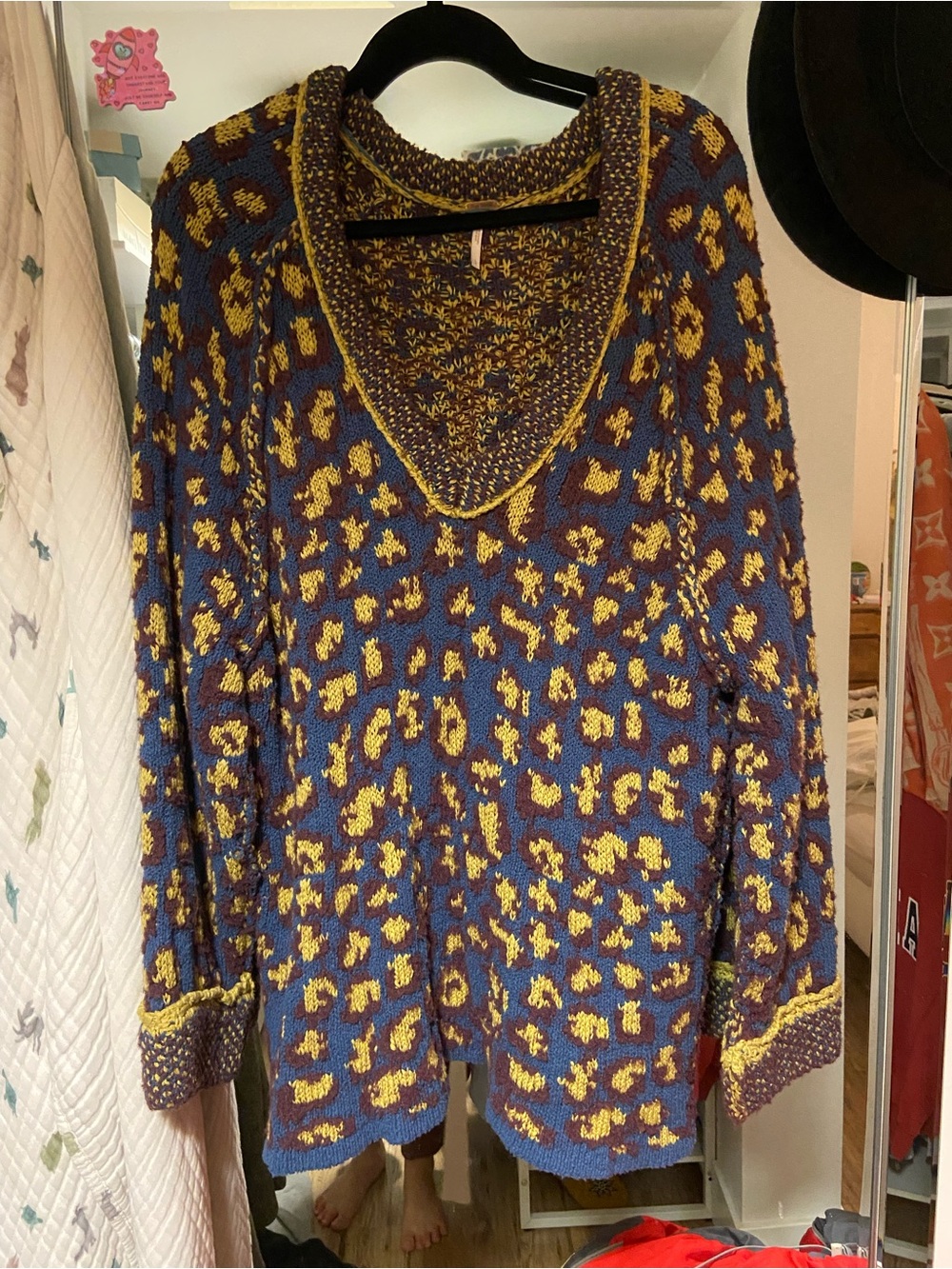 Free People “Little Animal” Pullover Sweater | L | Blue Combo - Picture 2 of 3